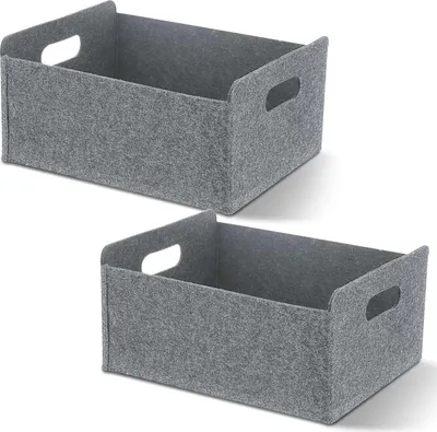 Produktbild von Faltbare Aufbewahrungskörbe aus Filz, 2 Stück, 30x26x12,5 cm, grau, für Haushalt