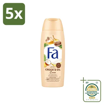 Immagine prodotto di 5 confezioni di crema detergente olio e burro "Fa" al cocco e burro di cacao - 250 ml - confezione risparmio - 5 pezzi