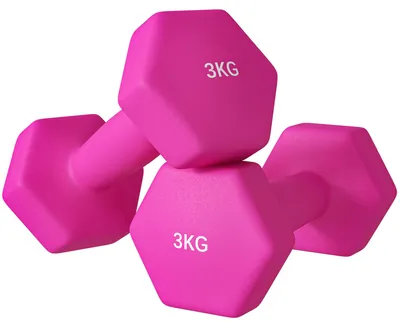 Produktbild von Set mit 2 sechseckigen Kurzhanteln mit rutschfesten Griffen fš¹r das Heimtraining, 2 x 3 kg, pink