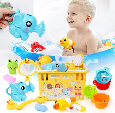 Produktbild von Wasserspielzeuge für Kinder,Badespielzeug-Set, 12-teilig,Duschkopf, Kinder kneifen Ball, Wasserpistole, Kleintiere