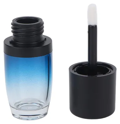 Image de Tubes de baume à lèvres à remplir soi-même, contenance de 4,5 ml, forme carrée, dégradé de couleurs transparent, étui noir et bleu,
récipients vides pour huile à lèvres