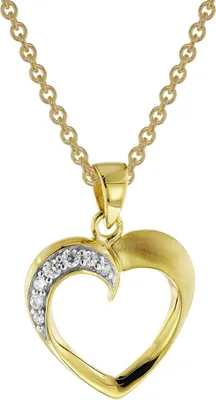 trendor 51838 Herz mit Zirkonia Gold 585 Anhänger mit goldplattierter Kette 1