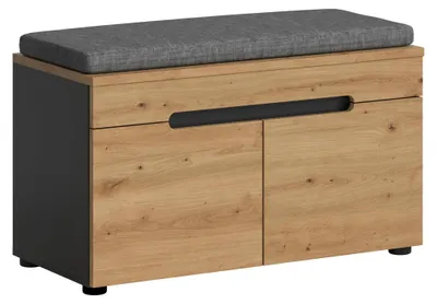 Image de Canu banc avec rangement incl. coussin 2 portes chêneReproduction, gris.