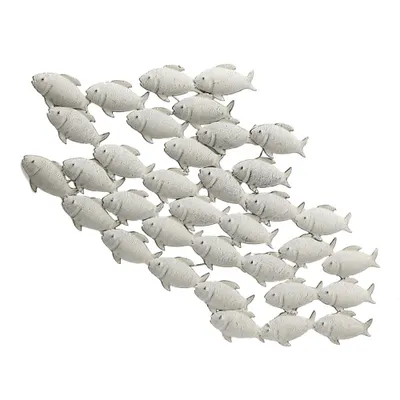 Produktbild von Wandobjekt Wandbild Wanddeko Fischschwarm grau Eisen L 97 cm
