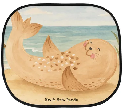 Produktbild von Mr. & Mrs. Panda Sonnenschutz Auto Robbe Liegen Design - Weiß - Geschenk, Freude, Robben, Pkw, Sonnenblende, Nordsee, Lustige Sprüche, Strand, Seehund, Ostsee