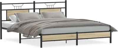 Produktbild von vidaXL Bettgestell ohne Matratze Sonoma-Eiche 183x213 cm Holzwerkstoff