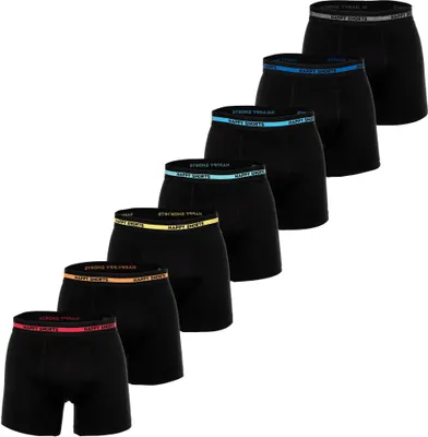 Produktbild von Happy Shorts Herren Boxershorts, 7er Pack - Jersey Trunks, Retro Shorts, Logobund Schwarz L
