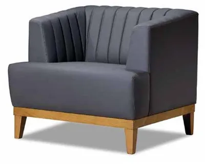 Produktbild von Grauer Clubsessel Designer Stoffsessel Edler Wohnzimmer Ohrensessel