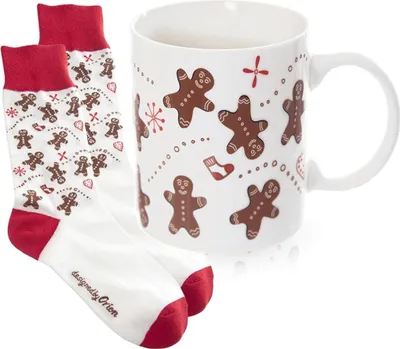 Image de Orion | Tasse à café - Tasse - En céramique - avec anse - 350 ml - Blanc - Motif de Noël - Avec chaussettes