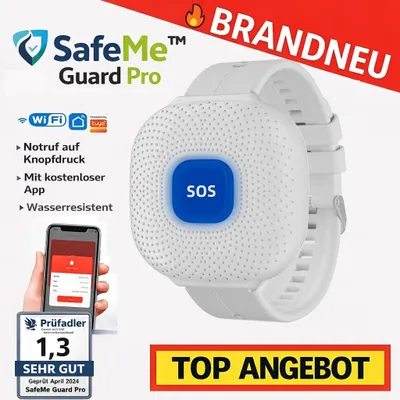 Zdjęcie produktu dla SafeMe™ Guard Pro Bransoletka alarmowa SOS Alarm WiFi App Bezpieczeństwo seniorów Plus: Biała
