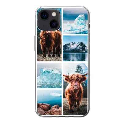 Produktbild von MuchoWow® Handyhülle Schutzhülle Hülle für iPhone 13 Schottischer Highlander - Eiscreme - Collage Silikon Softcase Handy Hülle - Karteninhaber