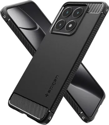 A black phone case is shown diagonally against a white background.