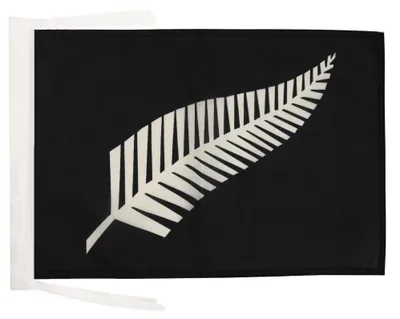 Neuseeland-Flagge Schwarz mit Farn 45x30 cm, Polyester, mit Kordeln