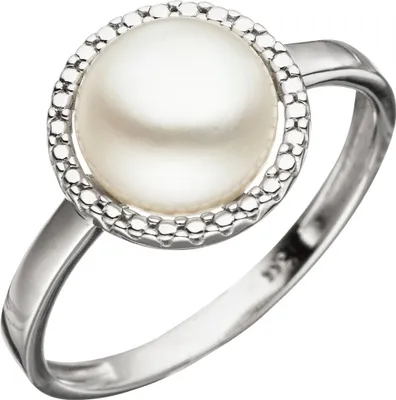 Produktbild von Ring Damenring mit Süßwasser Perle 333 Gold Weißgold Perlenring Fingerschmuck Innenumfang 54mm  Ø17.2mm