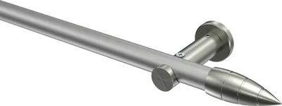 Produktbild von Interdeco Gardinenstange / Vorhangstange Silbergrau / Edelstahl-Optik, Typ Platon Samanto (Rillenpatrone) ohne Ringe, 20 mm Ø 1-läufig, 360 cm