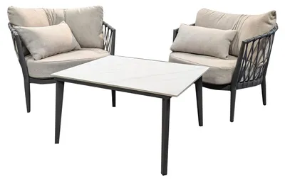 Produktbild von osoltus Vienna Lounge Gartenmöbel 2 Sessel und 1 Tisch Anthrazit