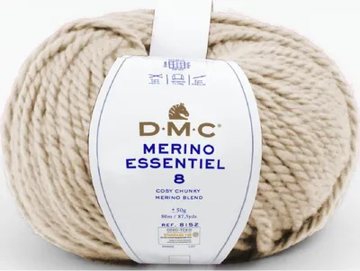 Obrázok produktu pre DMC Merino Essentiel-8 – mäkká priadza s hrubým úpletom, zložená z 55 % merino vlny a 45 %.Polyakrylu (farba 851)