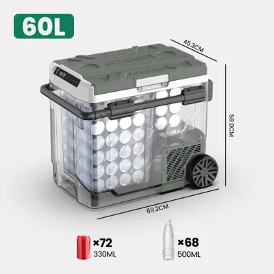 Imagen del producto de Nevera y congelador portátiles para automóvil - Nevera compresor EZGW - 60 L - 12/24 V DC y 100–240 V AC - de -20 a +20 °C - ideal para camping