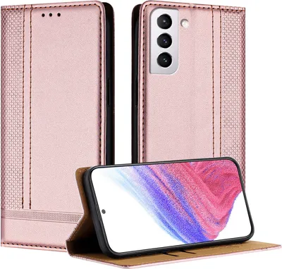 Produktbild von Handyhülle für Samsung Galaxy S21+ 5G Leder Flip Klappbare Schutzhülle mit Standfunktion Pink