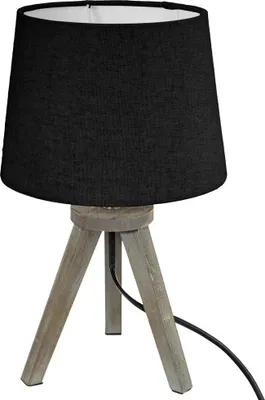 Produktbild von Lampe, Holz, Stativ, Lampenschirm schwarz, H31, Schwarz