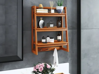 Produktbild von Destiny Wandregal SPA & LIVING 3 Ablagefächer 51x22x66 cm Teak