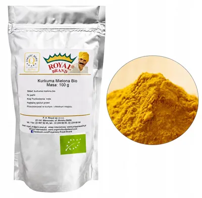 Productafbeelding van Gemalen biologische kurkuma, 100 gram. Biologisch poeder, puur en zonder chemische toevoegingen