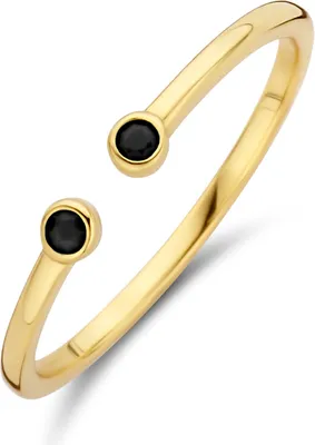 Produktbild von New Bling 9NB-0748-56 Silberring - Damen - offen - zwei Steine - Zirkonia - schwarz - 2,6 mm Durchmesser - Größe 56 - Silber - vergoldet (vergoldet/Gold auf Silber)