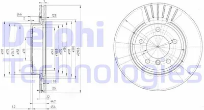 Image de 2x DELPHI disque de frein BG3527C pour BMW 3 Limousine (E46) 3 Touring (E46) 51 6mm