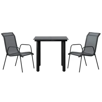 Image de vidaXL Ensemble de jardin 3 pièces noir acier et textilène