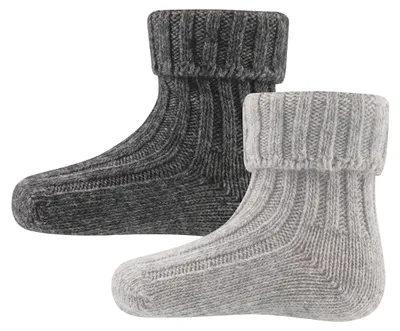 Immagine prodotto di EWERS, confezione da 2 paia di calzini in lana per bambini, 2 paia di calzini per bambini, colore grigio unito, Cotonelogico