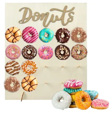 Donutwand aus Holz, 20 Löcher, für Partys & Hochzeiten