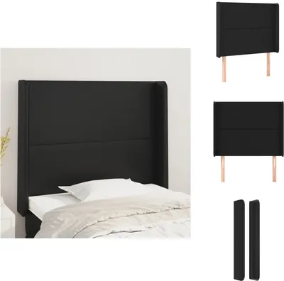 Image de vidaXL Tête de lit avec oreilles Noir 93x16x118/128 cm Similicuir - Tête & Pieds de lit