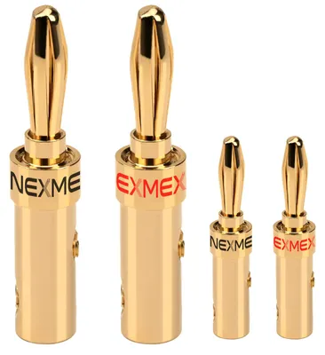 Produktbild von Bananenstecker 4mm schraubbar vergoldet 4x NEXMEX Stecker für Lautsprecherkabel