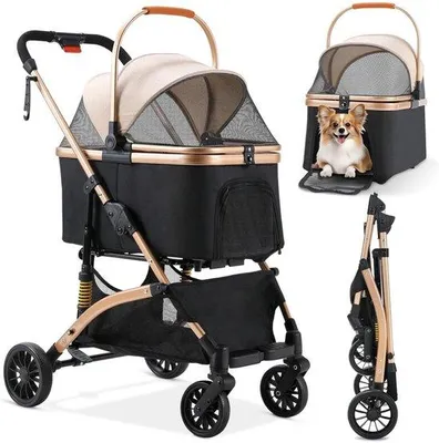 Produktbild von Famanu Hunde-Buggy 3 in 1 - Transportwagen für kleine Hunde und Katzen bis 20 kg