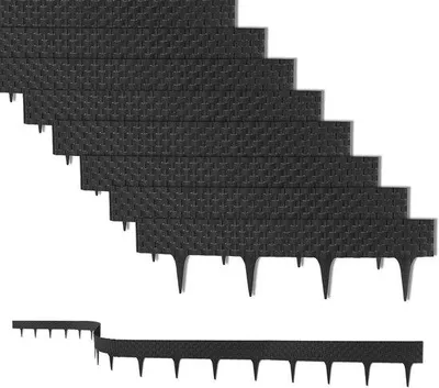 Immagine prodotto di Unyqoos® Bordatura per aiuole, 6,4 m (8 x 80 cm) – bordatura flessibile per aiuole in plastica, effetto rattan, color antracite, altezza 9,5 cm