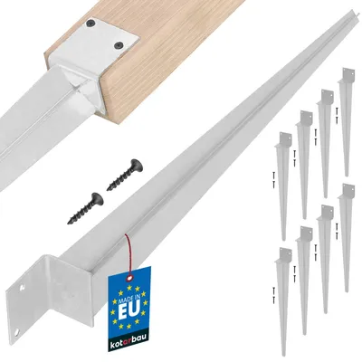 Obrázok produktu pre KOTARBAU® Sada 8 stĺpikov na zatĺkanie v L 60 x 500 mm Ideálna opora pre konštrukcie Pozinkované