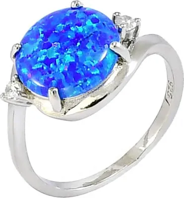 Produktbild von Silber 925 Ring Glare790 mit synthetischem Opal und Zirkonia, Größe 52, 21x19x11,8 mm