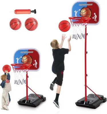 Produktbild von Basketball-Hoheinstellbarkeit für Kinder 93-170 cm - Jungen Mädchen 3-12 Jahre Innen Außen Basketball-Stange