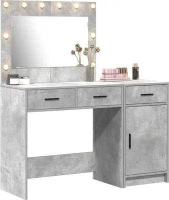 Image de vidaXL Table de maquillage, 2 pièces, gris, 40 x 41 x 75 cm, panneaux de particules