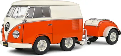 Obrázek produktu pro Solido 421186412 VW T1 Bus Kool Kombi oranžová bílá s přívěsem 1:18