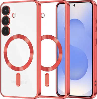 Produktbild von Techsuit Luxury Crystal Back Cover Hülle mit MagSafe für Samsung Galaxy S25 - Transparent/Rot