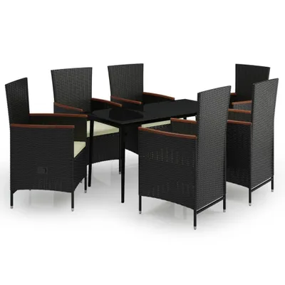 Immagine prodotto di vidaXL set da pranzo da giardino 7 pezzi con cuscini nero
