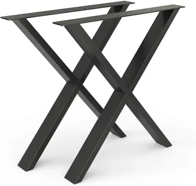 Produktbild von Tischbeine in Schwarz, 70 x 72 cm | X-Form, einfach zu montieren an Esstischen und Arbeitsplatten