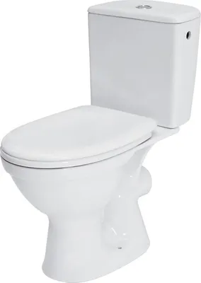 Produktbild von CERSANIT Stand- WC MERIDA 114 Toilette Keramik Komplett Set mit Spülkasten  und WC- Sitz aus Polypropylen , für Waagerechten Abgang