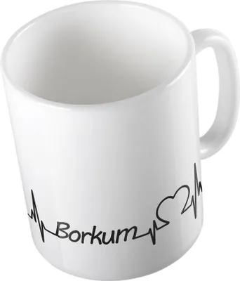 Produktbild von Huuraa Kaffeetasse Borkum Geschenk Tasse Weiß 330ml Borkum Präsent