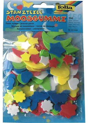 Image de Folia Mousse prédécoupée, 150 cœurs, lune & étoiles, fleurs & papillons