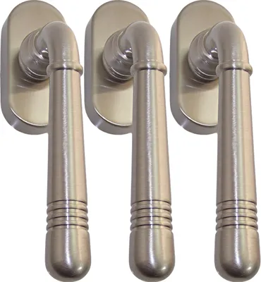 Produktbild von Massiv Messing Fenstergriff Set 3 x FG Helena Prime 0950 Nickelmatt Fensterbeschlag