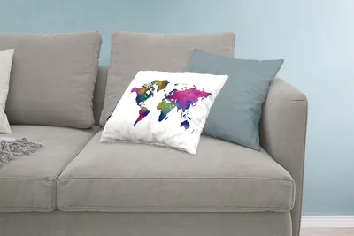 Produktbild von MuchoWow® Zierkissen Sofakissen Wohnzimmer Dekokissen 60x40 cm Weltkarte - Aquarell - Kopfkissen - Polster mit Foto