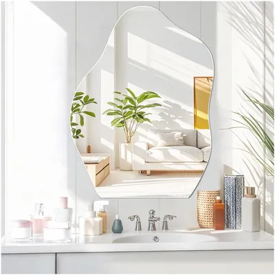 Obrázek produktu pro Nástěnné zrcadlo koupelnové zrcadlo asymetrické - 45 x 60 cm - Bez rámu - HD