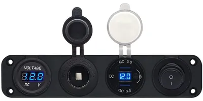 Produktbild von ProRide 12V USB Ladegerät 2 Ports QC3.0, 12V/24V Buchse, Voltmeter